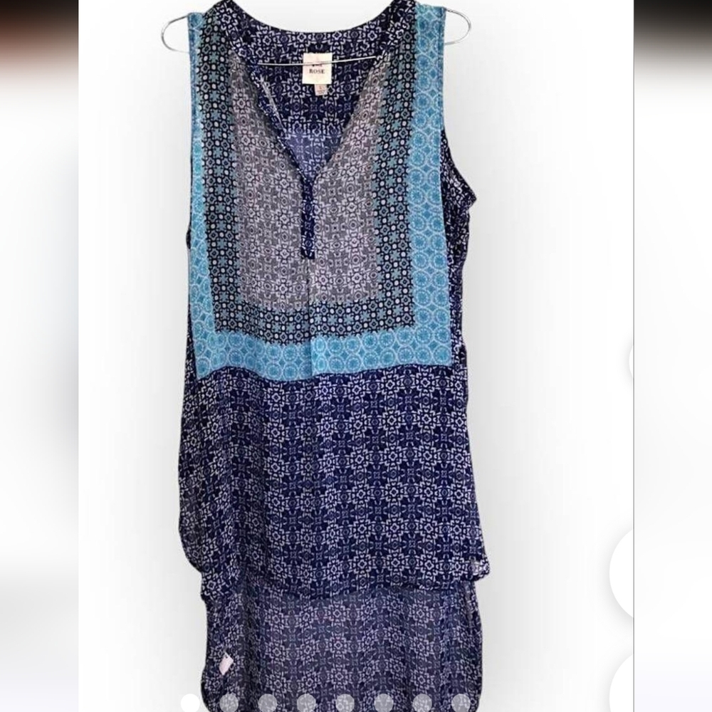 Knox Rose Blue and Black Patterned Blouse